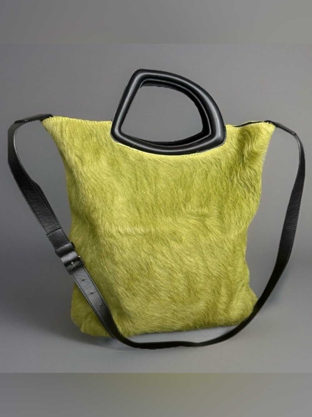 Dries Van Noten Haircalf Tote
Chartreuse Green Leather
Handle Rare Made in Italy